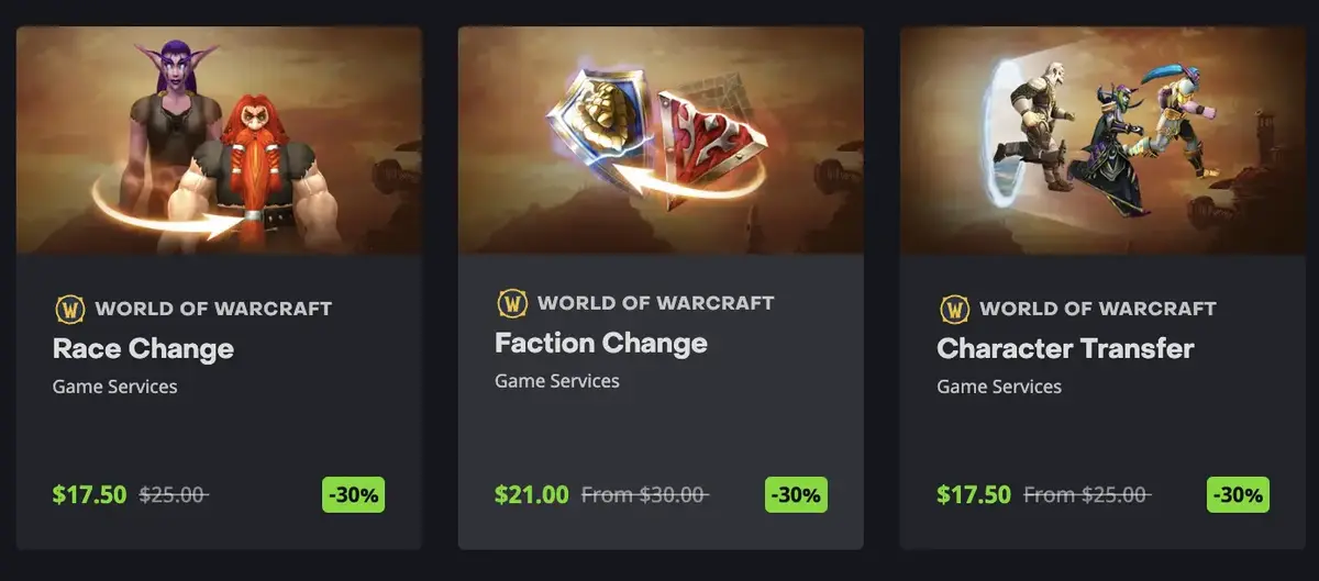 WOrld of Warcraft extra services